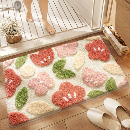 Premium Bath Mat with 8X Water Absorption & Non-Slip Base(flowers and plants) V888-ELOSUNG35347