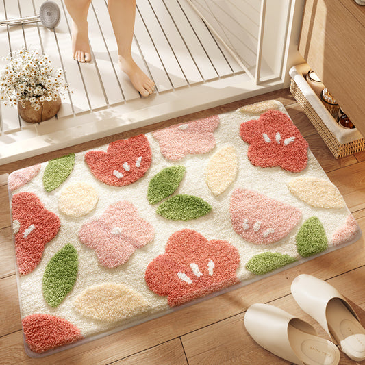 Premium Bath Mat with 8X Water Absorption & Non-Slip Base(flowers and plants) V888-ELOSUNG35347