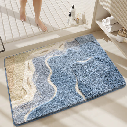 Premium Bath Mat with 8X Water Absorption & Non-Slip Base(Blue Ocean) V888-ELOSUNG35348
