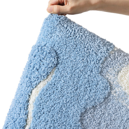 Premium Bath Mat with 8X Water Absorption & Non-Slip Base(Blue Ocean) V888-ELOSUNG35348