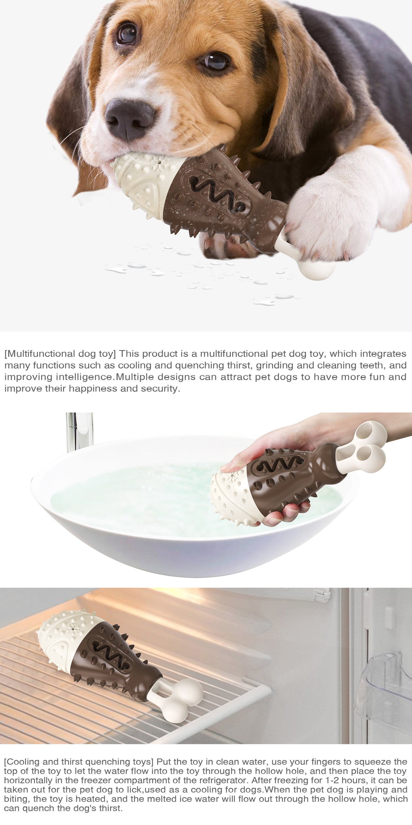 Multifunctional Dog Toy with Cooling, Dental Care & Floating Features(Chocolate color) V888-ELOSUNG35357