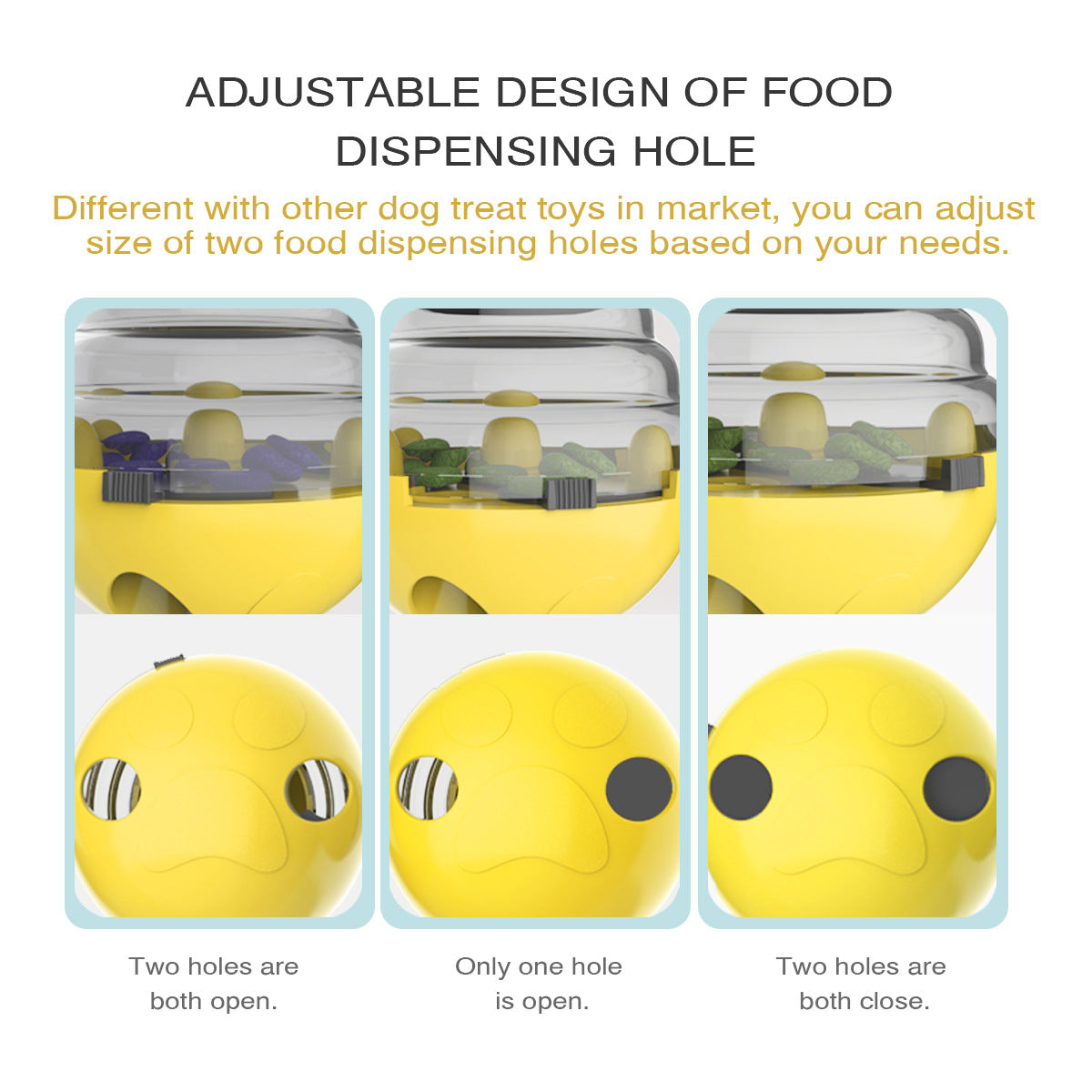 Interactive Dog Puzzle Feeder with Adjustable Food Dispensing Holes(Yellow) V888-ELOSUNG35364