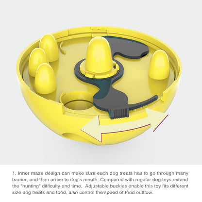 Interactive Dog Puzzle Feeder with Adjustable Food Dispensing Holes(Yellow) V888-ELOSUNG35364