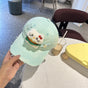 Adorable Cartoon Cat & Stars Baseball Cap - 100% Cotton, Adjustable Fit, Sun Protection(green) V888-ELOSUNG35375