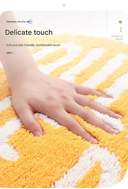Super Absorbent Microfiber Bath Mat - Non-Slip TPR Backing, Machine Washable, Fun Fruit Designs(Pink peach V888-ELOSUNG35382