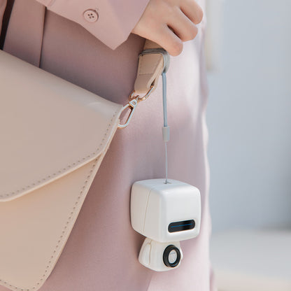 Mini Robot Style Bluetooth Speaker - Portable, 8-9 Hr Playtime, Built-in Mic & Lanyard(White) V888-ELOSUNG35385