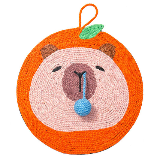Fruit-Themed Capybara Cat Scratching Pad - Sisal Rope, EVA Non-Slip Backing, Hanging or Floor Use(orange) V888-ELOSUNG35388
