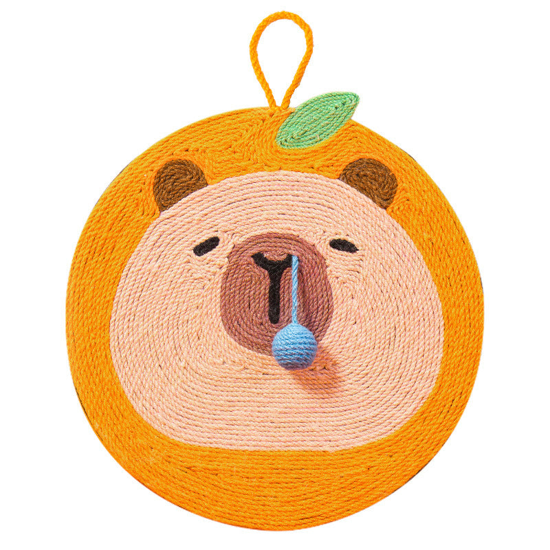 Fruit-Themed Capybara Cat Scratching Pad - Sisal Rope, EVA Non-Slip Backing, Hanging or Floor Use(yellow) V888-ELOSUNG35389