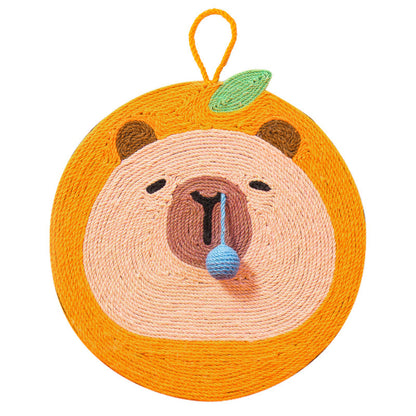 Fruit-Themed Capybara Cat Scratching Pad - Sisal Rope, EVA Non-Slip Backing, Hanging or Floor Use(yellow) V888-ELOSUNG35389