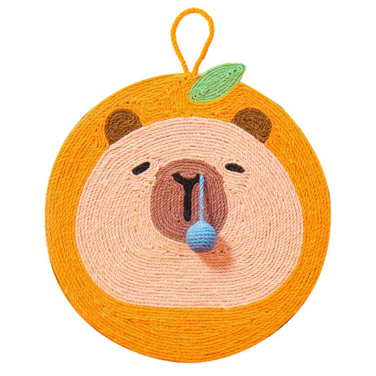 Fruit-Themed Capybara Cat Scratching Pad - Sisal Rope, EVA Non-Slip Backing, Hanging or Floor Use(yellow) V888-ELOSUNG35389