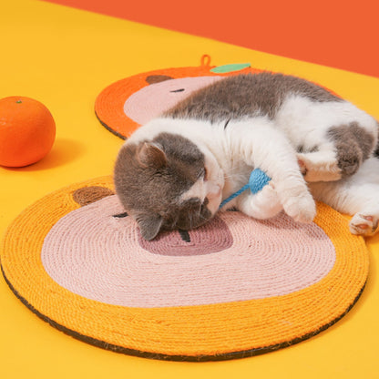 Fruit-Themed Capybara Cat Scratching Pad - Sisal Rope, EVA Non-Slip Backing, Hanging or Floor Use(yellow) V888-ELOSUNG35389