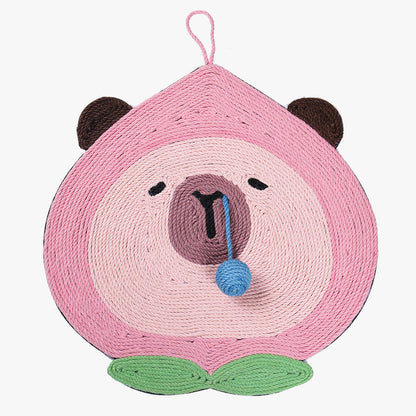 Fruit-Themed Capybara Cat Scratching Pad - Sisal Rope, EVA Non-Slip Backing, Hanging or Floor Use(pink) V888-ELOSUNG35390
