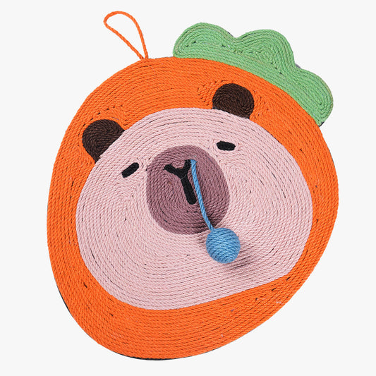 Fruit-Themed Capybara Cat Scratching Pad - Sisal Rope, EVA Non-Slip Backing, Hanging or Floor Use(Carrot V888-ELOSUNG35391