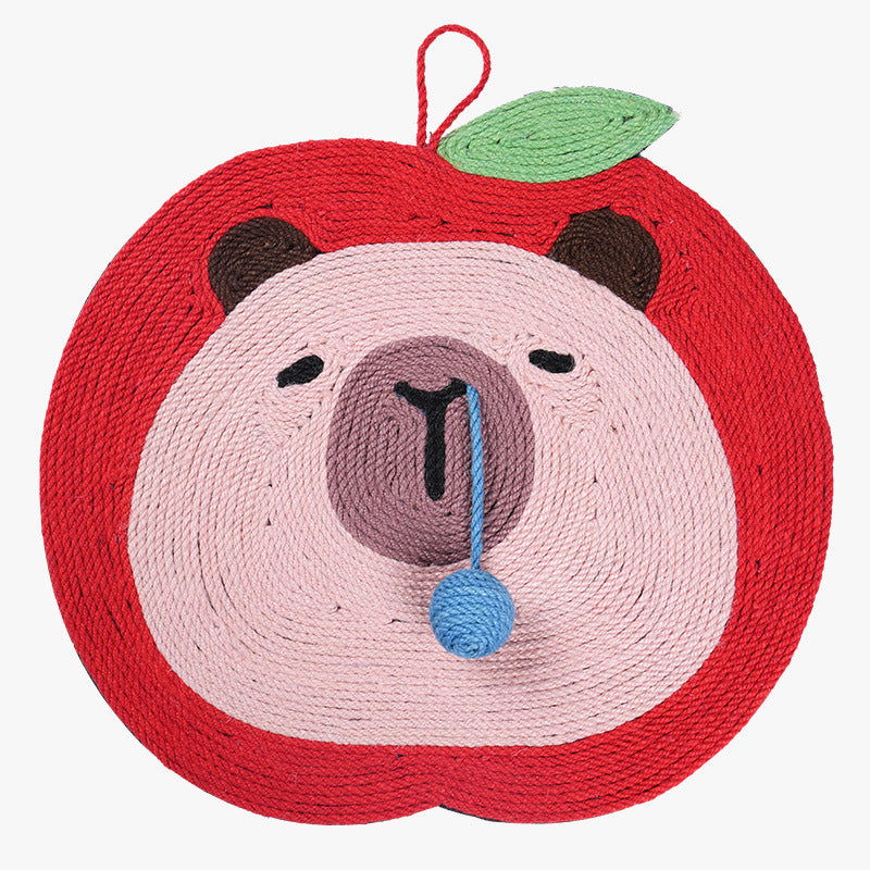 Fruit-Themed Capybara Cat Scratching Pad - Sisal Rope, EVA Non-Slip Backing, Hanging or Floor Use(red) V888-ELOSUNG35392