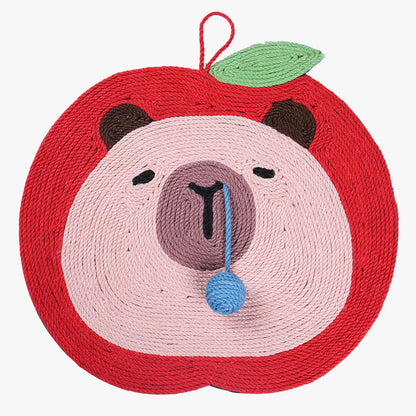 Fruit-Themed Capybara Cat Scratching Pad - Sisal Rope, EVA Non-Slip Backing, Hanging or Floor Use(red) V888-ELOSUNG35392