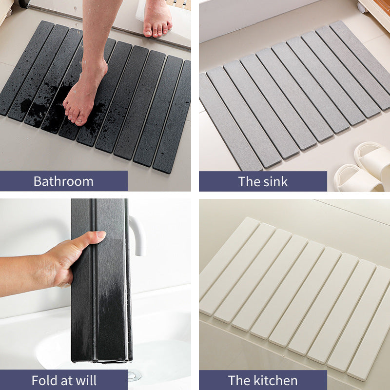 Collapsible Diatom Mud Bath Mat - Quick Dry, Non-Slip, Odor-Free Absorbent Pad(dark grey) V888-ELOSUNG35393