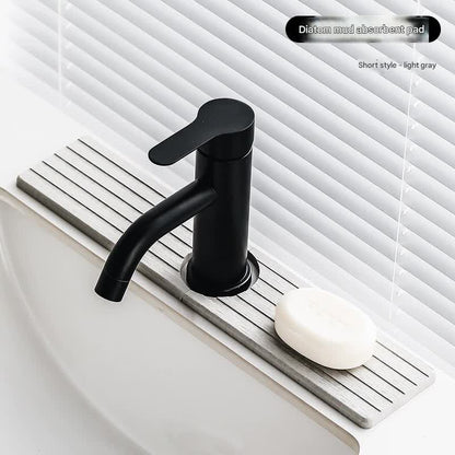 Diatom Mud Faucet Splash Guard & Absorbent Mat - Quick Dry, Non-Slip Sink Organizer(light grey) V888-ELOSUNG35397