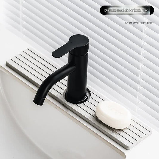 Diatom Mud Faucet Splash Guard & Absorbent Mat - Quick Dry, Non-Slip Sink Organizer(light grey) V888-ELOSUNG35397