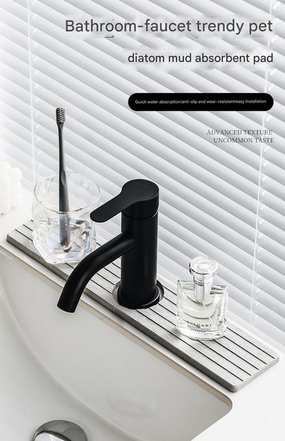 Diatom Mud Faucet Splash Guard & Absorbent Mat - Quick Dry, Non-Slip Sink Organizer(light grey) V888-ELOSUNG35397