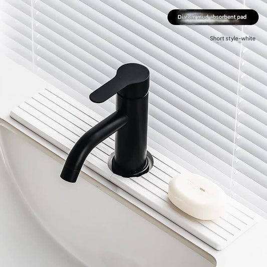 Diatom Mud Faucet Splash Guard & Absorbent Mat - Quick Dry, Non-Slip Sink Organizer(white) V888-ELOSUNG35398