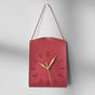Retro PU Leather Hanging Wall Clock - Silent Sweep Movement, Roman Numerals, Decorative Handbag Style(Red) V888-ELOSUNG35401