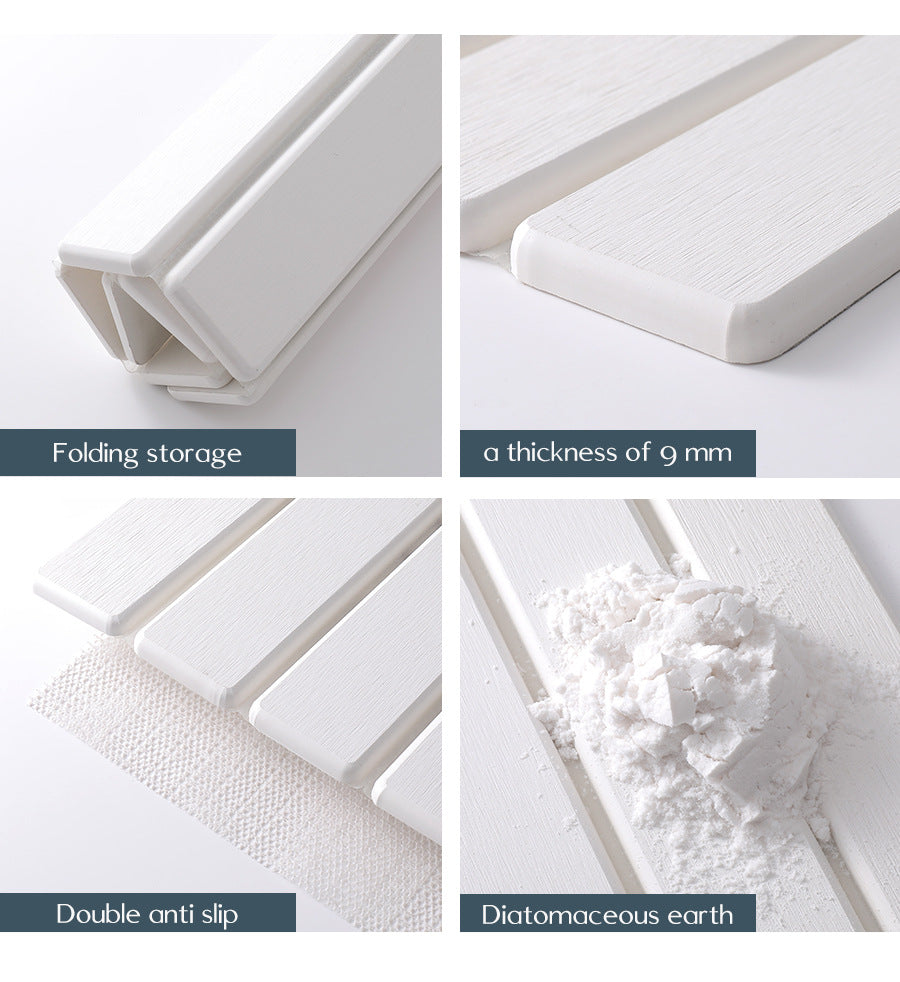 Folding Diatomaceous Earth Countertop Drain Mat - Quick Dry, Non-Slip & Easy Clean Absorbent Pad(white) V888-ELOSUNG35406