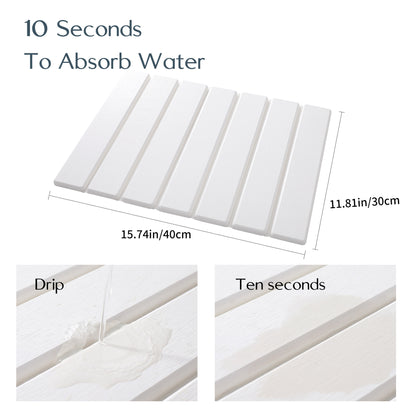 Folding Diatomaceous Earth Countertop Drain Mat - Quick Dry, Non-Slip & Easy Clean Absorbent Pad(light grey) V888-ELOSUNG35407