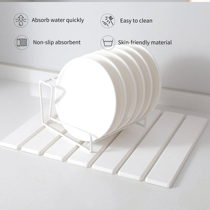Folding Diatomaceous Earth Countertop Drain Mat - Quick Dry, Non-Slip & Easy Clean Absorbent Pad(light grey) V888-ELOSUNG35407