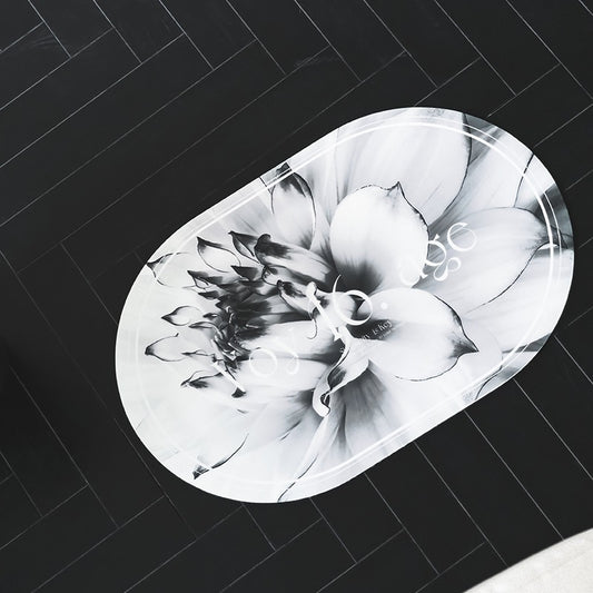 Elegant Floral Print Absorbent Floor Mat - Quick Dry, Non-Slip, Easy Clean Bathroom & Entryway Rug(Water V888-ELOSUNG35415