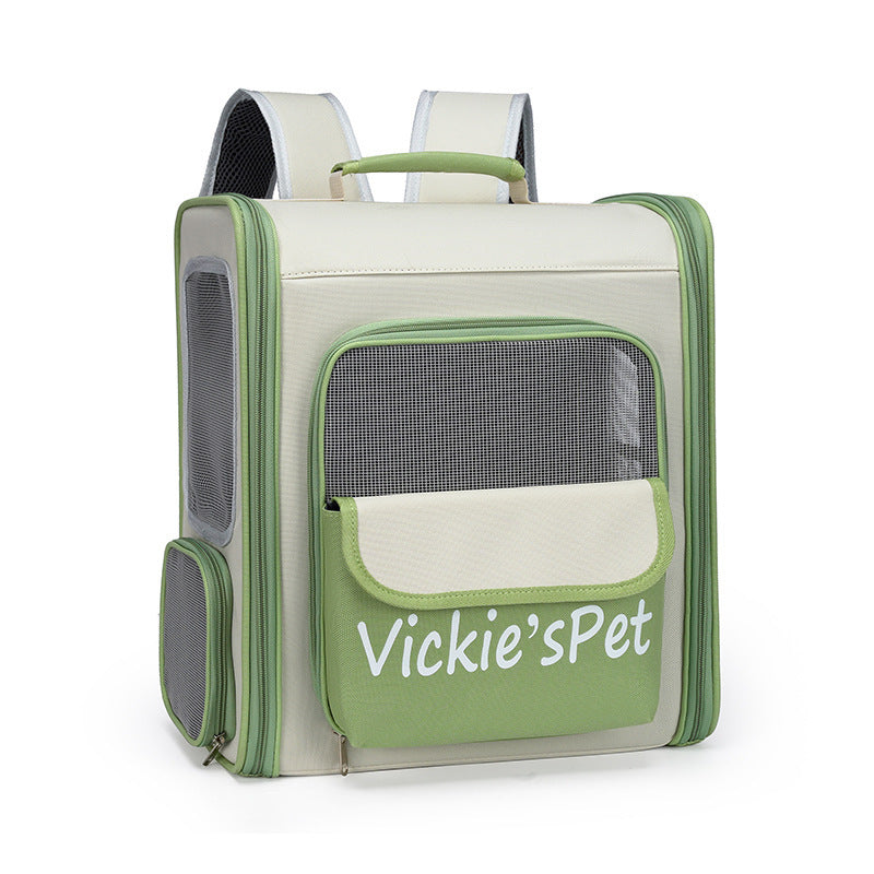 Breathable Pet Carrier Backpack - Large Capacity, Multiple Windows, Oxford Cloth(green) V888-ELOSUNG35416