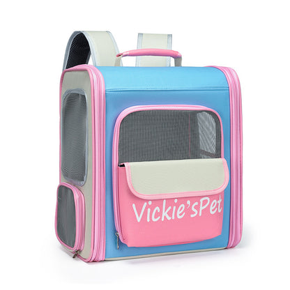 Breathable Pet Carrier Backpack - Large Capacity, Multiple Windows, Oxford Cloth(pink) V888-ELOSUNG35417