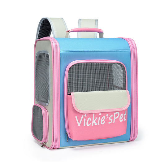 Breathable Pet Carrier Backpack - Large Capacity, Multiple Windows, Oxford Cloth(pink) V888-ELOSUNG35417