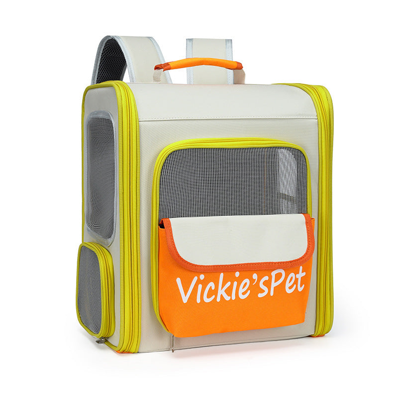 Breathable Pet Carrier Backpack - Large Capacity, Multiple Windows, Oxford Cloth(orange) V888-ELOSUNG35418