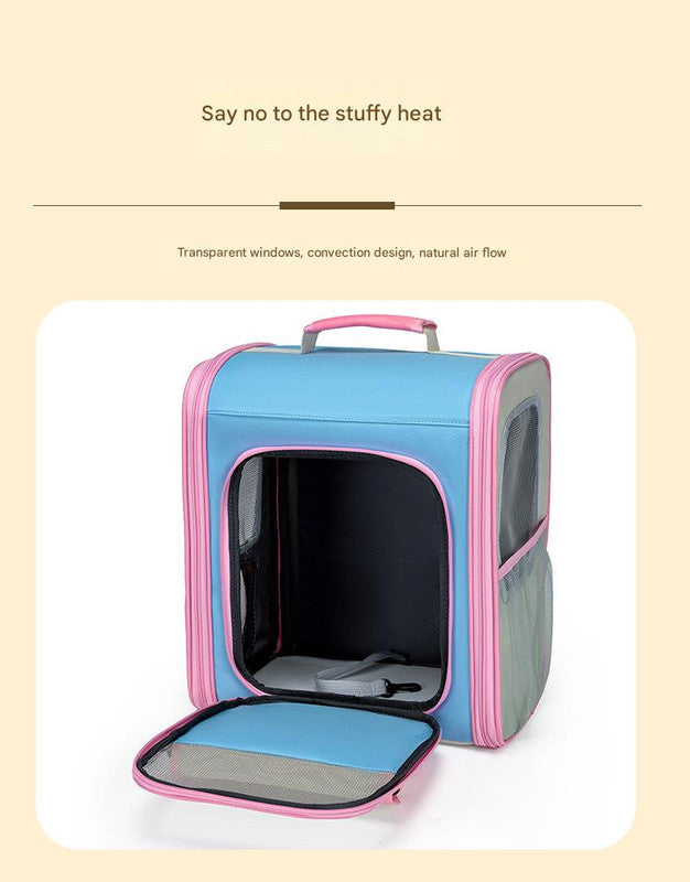 Breathable Pet Carrier Backpack - Large Capacity, Multiple Windows, Oxford Cloth(blue) V888-ELOSUNG35419
