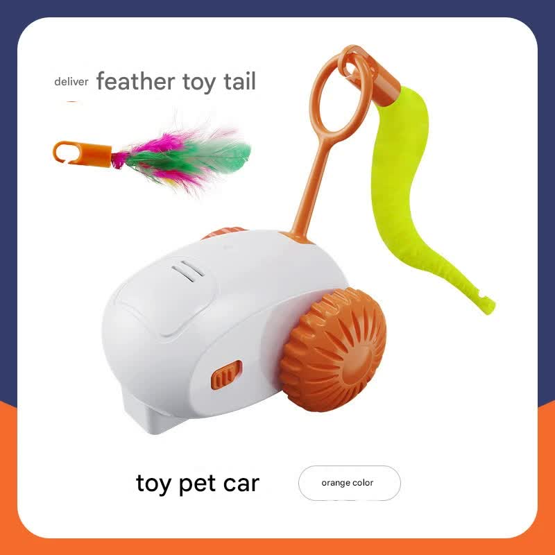 Interactive Smart Cat Toy Car - Automatic Obstacle Avoidance, Feather Tail, USB Rechargeable(orange) V888-ELOSUNG35420