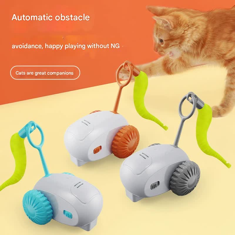 Interactive Smart Cat Toy Car - Automatic Obstacle Avoidance, Feather Tail, USB Rechargeable(orange) V888-ELOSUNG35420