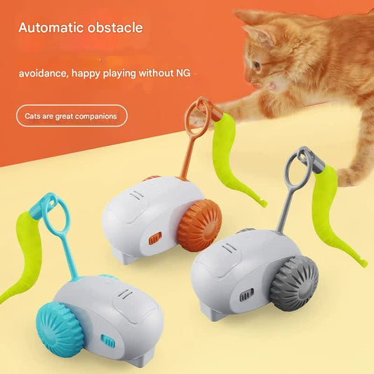 Interactive Smart Cat Toy Car - Automatic Obstacle Avoidance, Feather Tail, USB Rechargeable(orange) V888-ELOSUNG35420