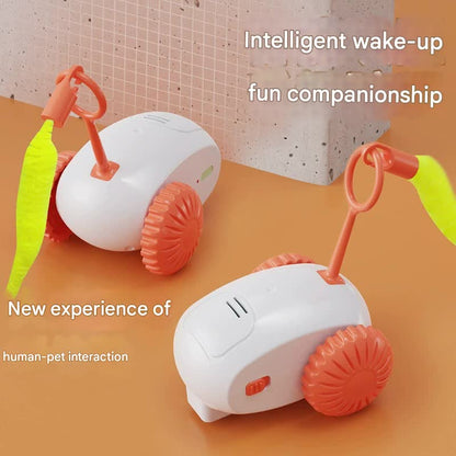 Interactive Smart Cat Toy Car - Automatic Obstacle Avoidance, Feather Tail, USB Rechargeable(orange) V888-ELOSUNG35420