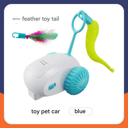 Interactive Smart Cat Toy Car - Automatic Obstacle Avoidance, Feather Tail, USB Rechargeable(blue) V888-ELOSUNG35421