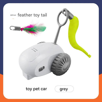 Interactive Smart Cat Toy Car - Automatic Obstacle Avoidance, Feather Tail, USB Rechargeable(gray) V888-ELOSUNG35422