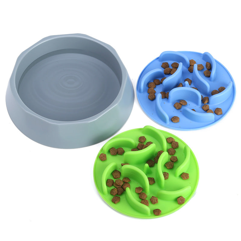 Slow Feeder Dog Bowl Set - Anti-Choke Puzzle Feeder Insert & Bowl for Healthy Eating Habits(blue) V888-ELOSUNG35424