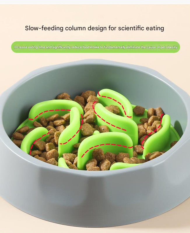 Slow Feeder Dog Bowl Set - Anti-Choke Puzzle Feeder Insert & Bowl for Healthy Eating Habits(blue) V888-ELOSUNG35424