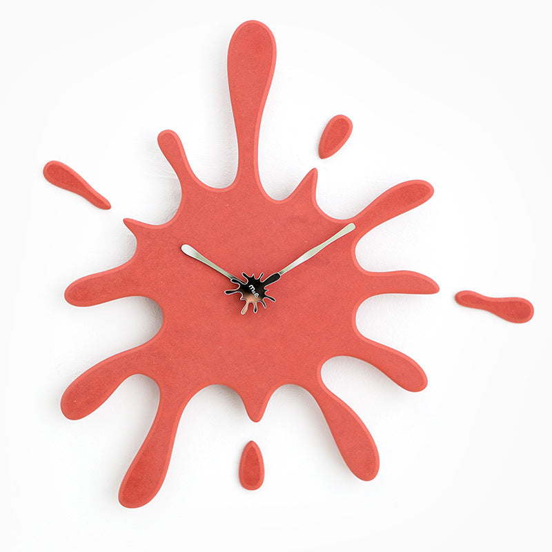 Creative Splatter Design Wall Clock - Silent Movement, Modern Decorative Timepiece(red) V888-ELOSUNG35427