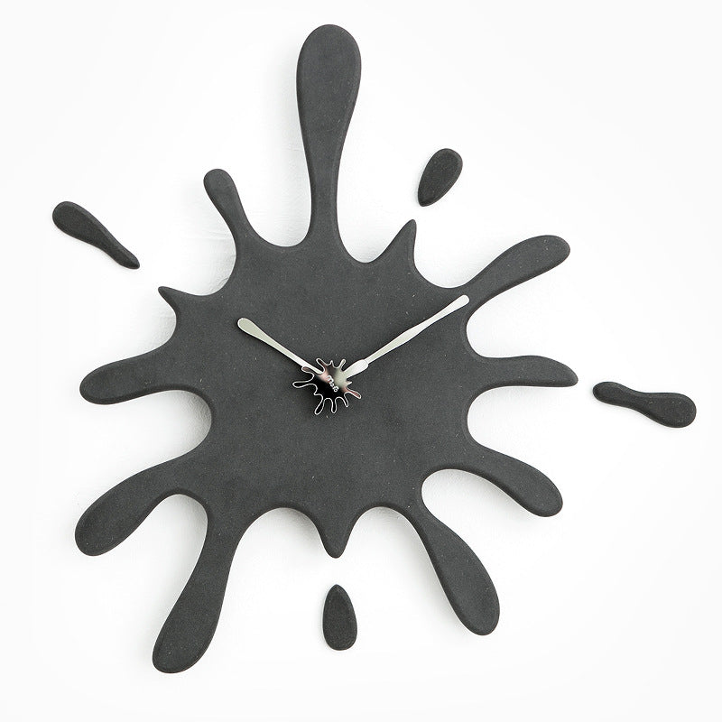 Creative Splatter Design Wall Clock - Silent Movement, Modern Decorative Timepiece(black) V888-ELOSUNG35430