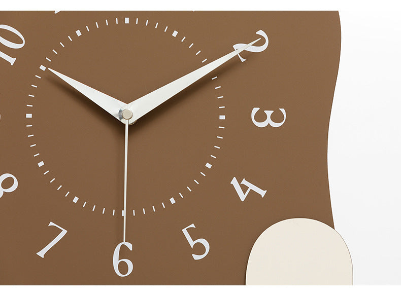 Abstract Modern Wall Clock - Silent Non-Ticking Decorative Clock with Wavy Design & Ceramic Accent(Brown) V888-ELOSUNG35435