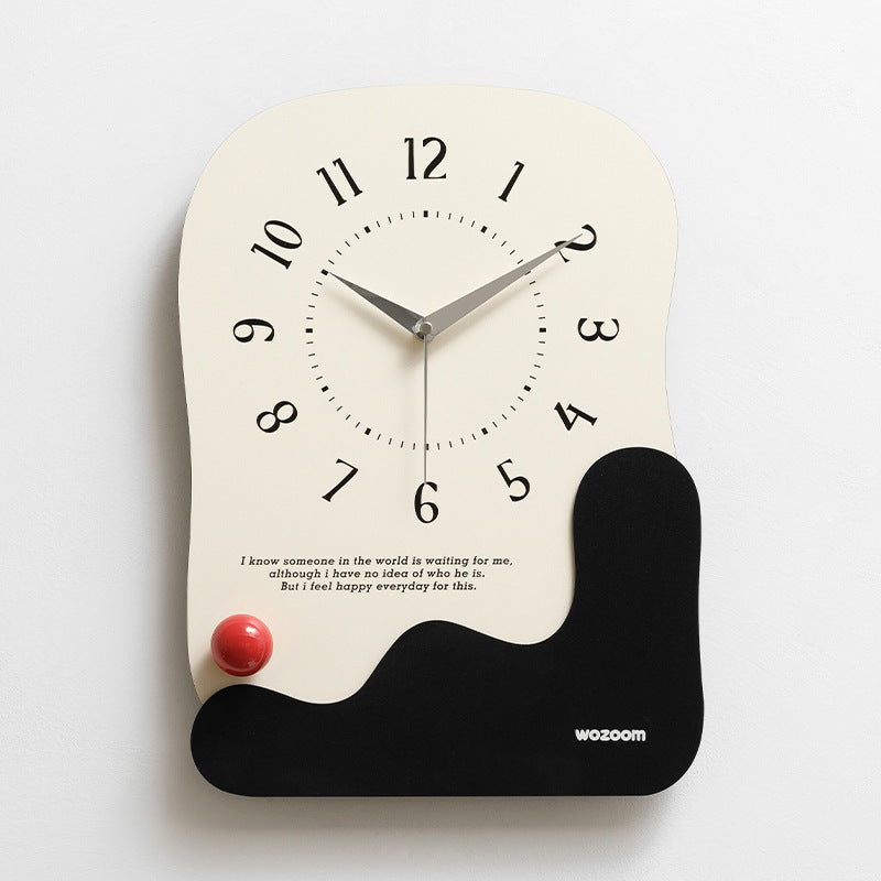 Abstract Modern Wall Clock - Silent Non-Ticking Decorative Clock with Wavy Design & Ceramic Accent(black) V888-ELOSUNG35436