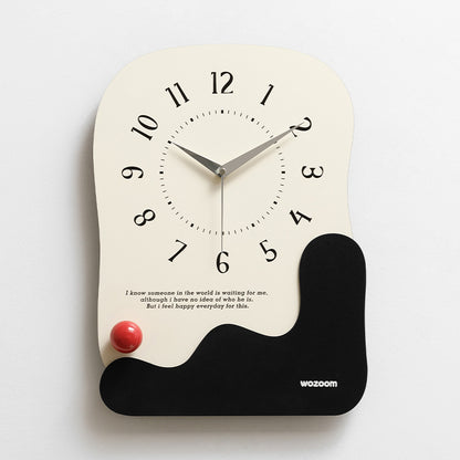 Abstract Modern Wall Clock - Silent Non-Ticking Decorative Clock with Wavy Design & Ceramic Accent(black) V888-ELOSUNG35436
