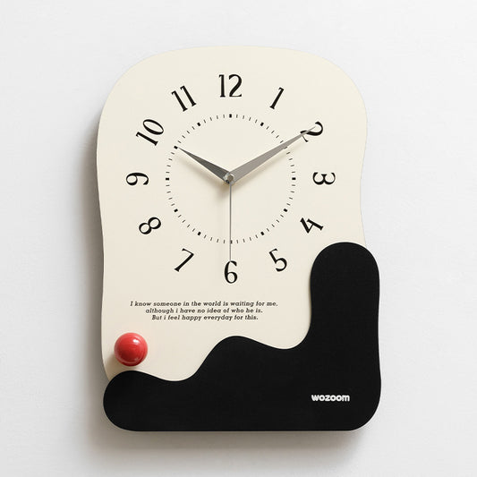 Abstract Modern Wall Clock - Silent Non-Ticking Decorative Clock with Wavy Design & Ceramic Accent(black) V888-ELOSUNG35436