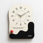 Abstract Modern Wall Clock - Silent Non-Ticking Decorative Clock with Wavy Design & Ceramic Accent(black) V888-ELOSUNG35436