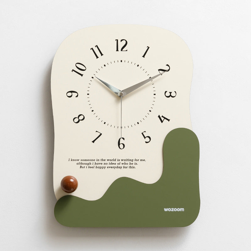 Abstract Modern Wall Clock - Silent Non-Ticking Decorative Clock with Wavy Design & Ceramic Accent(green) V888-ELOSUNG35437